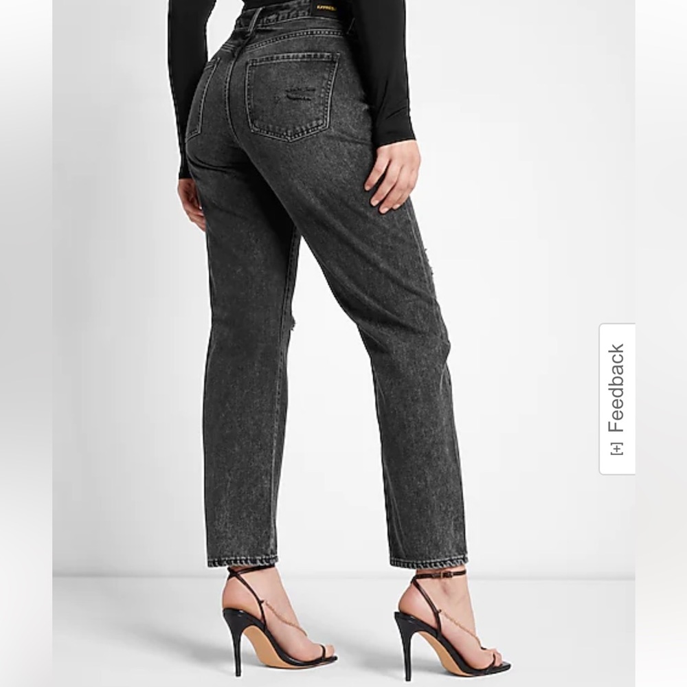 EXPRESS Low Rise Black Ripped Boyfriend Jeans